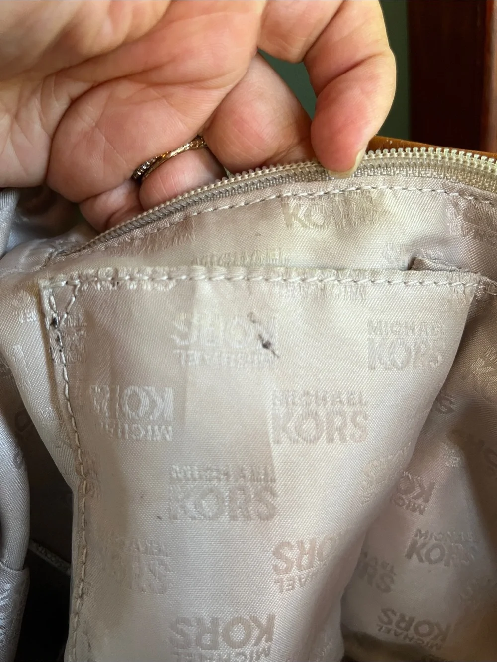 Michael Kors Tan Brown Signature Logo Shoulder Bag